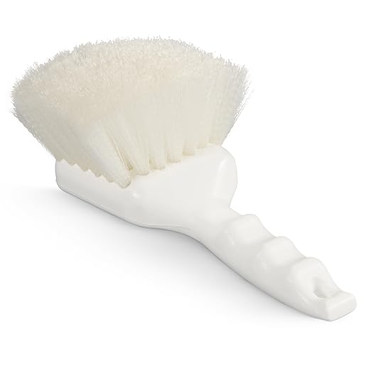 SPARTA 3662000 Flo-Pac Plastic Handle Utility Scrub Brush, Nylon Bristles, 2" Bristle Trim, 8" Length, White, 1 Count (Pack of 1)