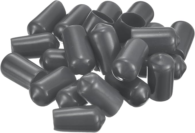 uxcell 20pcs Rubber End Caps 8.5mm ID Vinyl Round Tube Bolt Cap Cover Thread Protectors Dark Grey