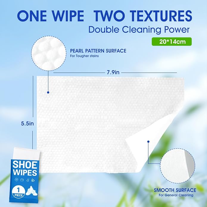 AROIC 50 Pack Shoe Cleaner Wipes, Sneaker Quick Wipes Heavy Duty Stain Removal for Leather, Febric, Canvas & Mesh, Travel Portable Single-Use Cleaning Wet Wipe, Essential Shoe Cleaning Supplies