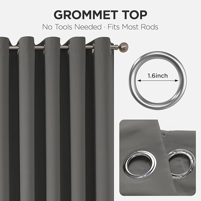Joydeco Blackout Door Curtain for Doorway Privacy 84 Inches Long, Grommet Closet Curtain for Open Closet, Room Divider for Bedroom Living Room (Light Grey, 52Wx84L, 1 Panel)