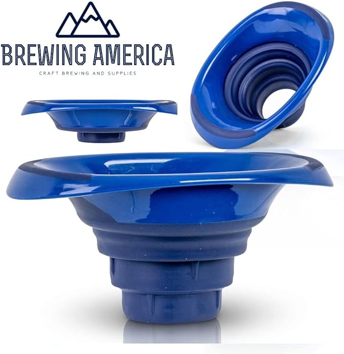 Kitchen Canning Funnel – Collapsible Silicone Food Funnel for Wide Mouth and Regular Mason Jars – Flexible Use for Coffee, Liquid, Jam, Cooking, Baking, Crafts - Blue