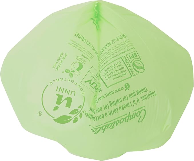 UNNI Compostable Trash Bags, 2.6 Gallon / 9.84 Liter, 200 Count, Extra Thick 0.71 Mil Small Kitchen Food Scrap Bin Liners, Certified by BPI, CMA & OK compost HOME, Meets the ASTM D6400 Standard