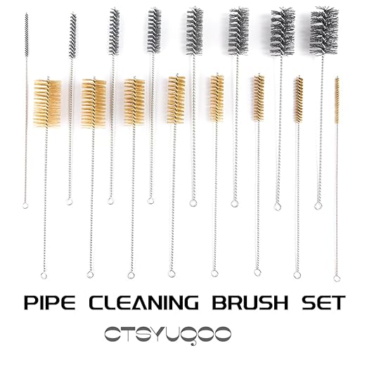 16 Inch Extra Long Pipe Cleaning Brush Set with Brass Bristles, 8 Piece Variety Pack for Auto Parts, Bottles,Tubes, Etc.