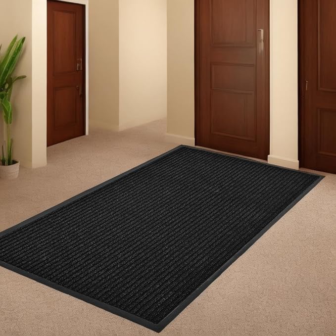 SRDDQLC Door Floor Mat Commercial Grade Large Size Heavy Duty Tough Entry Collection Slip Skid Entrance Mat with Rubber Backing Low Profile (Black, 4x6FT)