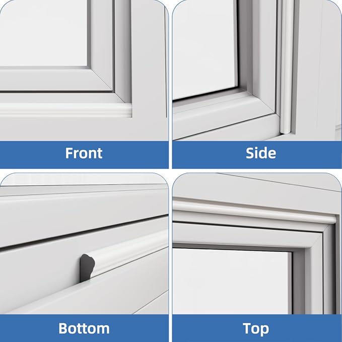 Wedge-Shape Window Weather Stripping Door Frame Seal Strip 196” White,Upgrade Black Foam,Soundproofing,Draft Stopper,Winter Insulation,Noise Blocker, Gap Filler for Exterior Front Door Side