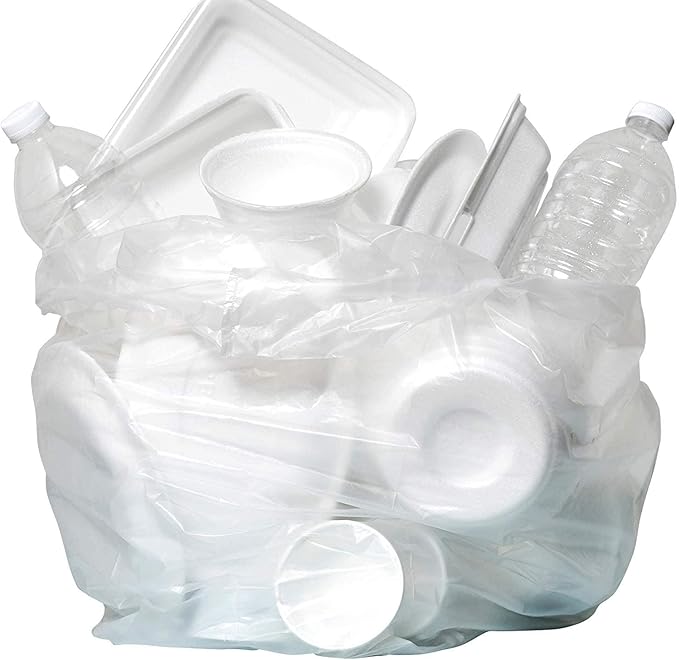 Aluf Plastics High Density Trash Bags, 30 Gallon, 2000 Count, 8 Micron (eq), 30" x 37", Clear, for Bathroom, Office, Industrial, Commercial, Janitorial, Municipal, Recycling