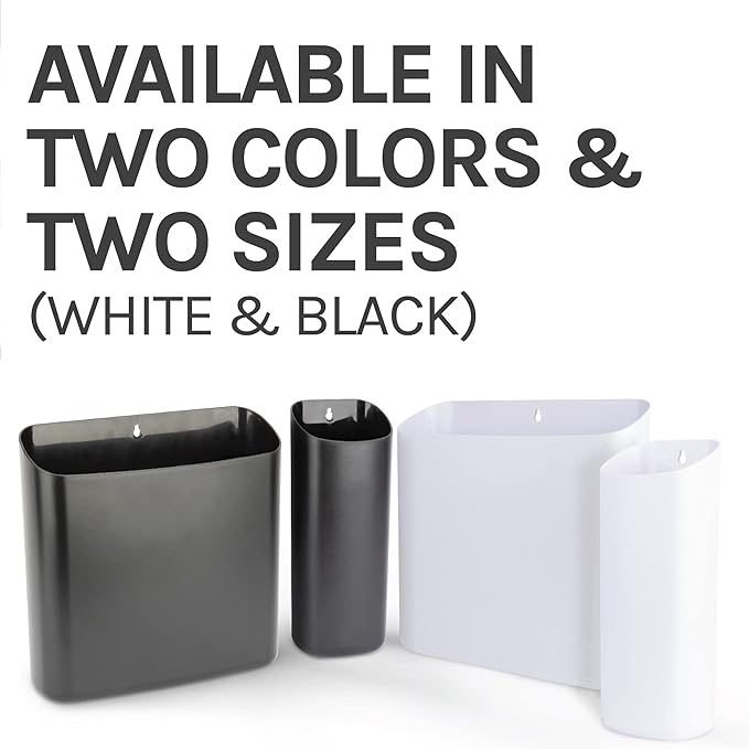 JS Jackson Supplies Small White Lint Bin with Magnetic Back, Slim Profile Trash Bin for Laundry Room and Kitchen, Wall Mountable