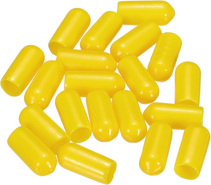 uxcell 20pcs Rubber End Caps 6mm(1/4") ID Vinyl PVC Round Tube Bolt Cap Cover Screw Thread Protectors Yellow