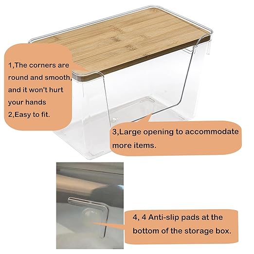 Trash Bag Holders with Bamboo Lids 2 Pack, Garbage Bag Dispenser with Lid, Open Front Stackable Storage Bins, Storage Container for Kitchen, Laundry Organization, Kitchen, Pantry,Under-Sink