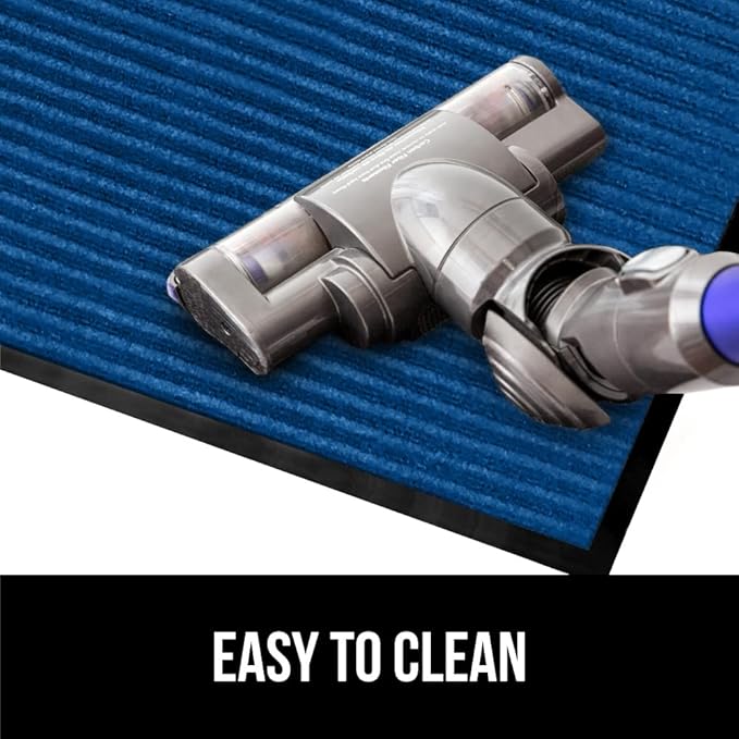 GORILLA GRIP Traffic Guard Door Mat, 60x36, Heavy Duty Welcome Mats, Commercial Office Space Doormat, Waterproof, Fade Resistant, Strong Rubber Backing, Low Profile, Shoe and Boot Scraper, Blue
