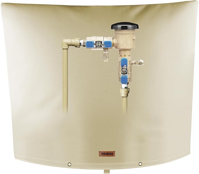 Backflow Preventer Pipe Insulation Cover (5°F) - Irrigation Sprinkler Valve Insulated Pouch - Water Well Pump Cover - Sturdy 5 Layers for Winter Freeze Protection, 22" W x 20" H, Beige