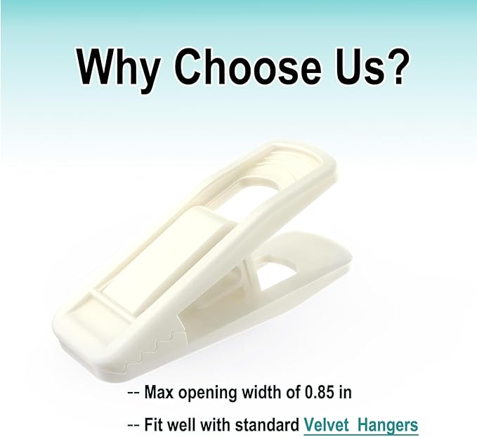 Hanger Clips Perfect for Velvet Hangers (Beige, 80 PCS), Strong Plastic Clips Pant Skirt Hanger Clips for Beige Flocking Felt Hangers