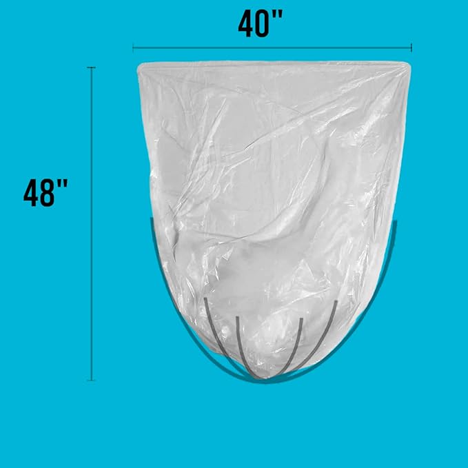 40-45 Gallon Lawn & Leaf Trash Bags, 125 Count Bulk, Heavy Duty Clear Plastic Recycling Bags, Multi-purpose Garbage Bags for Home Commercial, Outdoor, Construction, Industrial