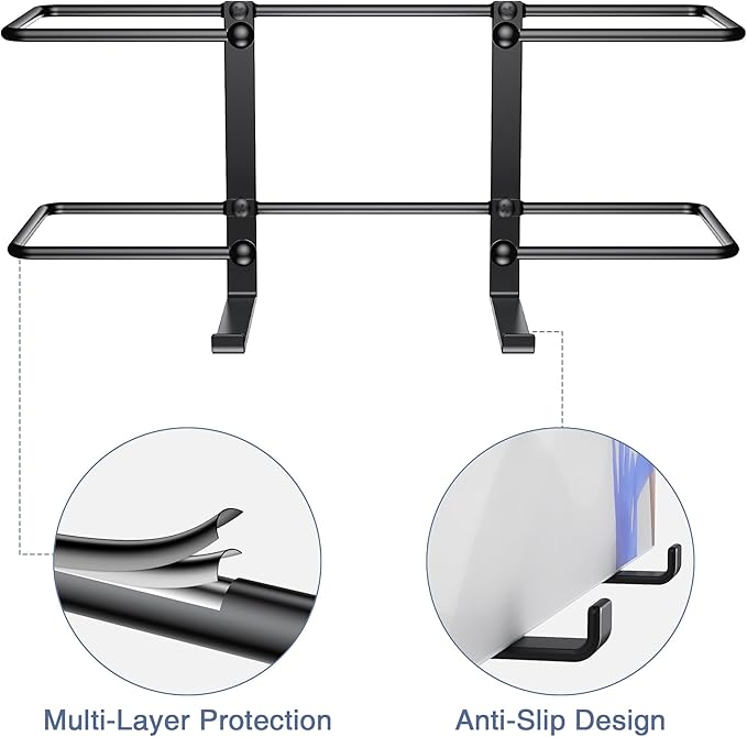 Glove Box Dispenser Wall Mount: Black Glove Holder Organizer for Disposable Glove Box & Tissue Box - Glove Organizer on Wall in Lab, Kitchen, Bathroom, Garage