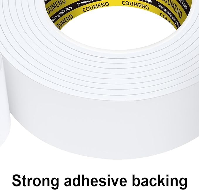 Single-Sided Adhesive White Foam Tape (EVA Material), Single-Sided Sealing Foam pad Sponge Tape for Window Waterproofing, self-Adhesive, Suitable for Sealing Doors and Windows 1.77inX9.84FT