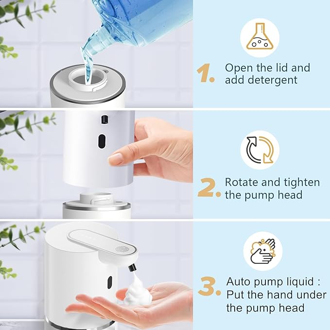 Automatic Liquid Soap Dispenser Bathroom Kitchen, Dish Liquid Soap for Body Shampoo Shower,Gel Hand Free Liquid Wall Mount Touchless Soap Dispenser with 380ml Auto Liquid Dispenser Sylfu