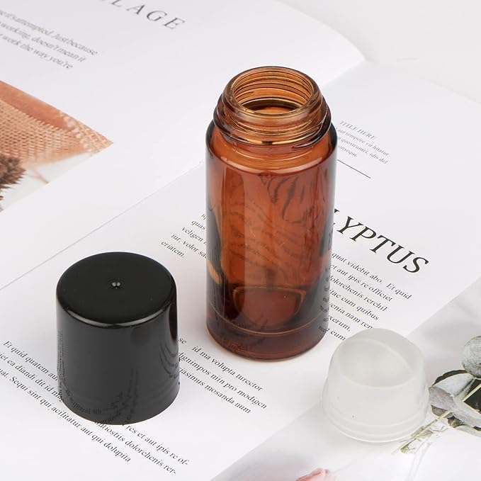 2Pcs Brown Glass Essential Oil Roller Bottles Refillable Roll on Bottles Empty Deodorant Bottle Containers Rollerball Beauty Personal Care Fragrance Cosmetics Tools (50ML)