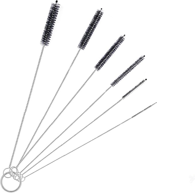 Straw Cleaner Brush Set,6 Piece Long Drinking Straws Cleaning Brush Pipe Tube Tiny Brushes 10-inch,Black