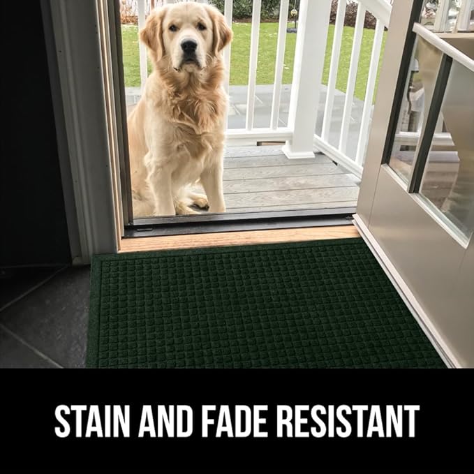 GORILLA GRIP Front Door Mat, 47x35, Indoor Outdoor Ultra Absorbent HydroAbsorb Doormat, Absorbs Up to 6 Cups of Water, Stain and Fade Resistant, Rubber Backing Doormats, Captures Dirt, Green