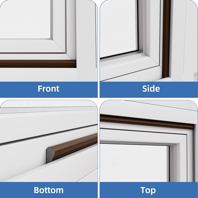 Wedge-Shape Window Weather Stripping Door Frame Seal Strip 118” Brown,Upgrade Black Foam,Soundproofing,Draft Stopper,Winter Insulation,Noise Blocker, Gap Filler for Exterior Front Door Side