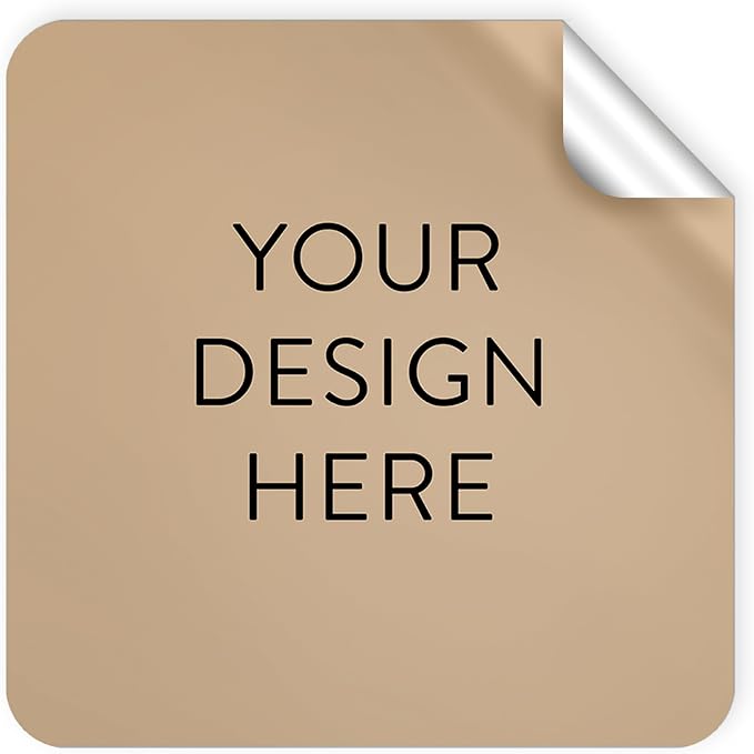 100 Custom Vinyl Stickers - Upload Your own Image, Text, Design, Logo - Personalized Logo Labels for Handmade, Packaging, Bottle, Jars, Candle, Brand Stickers (Brown, 2x2 Square)