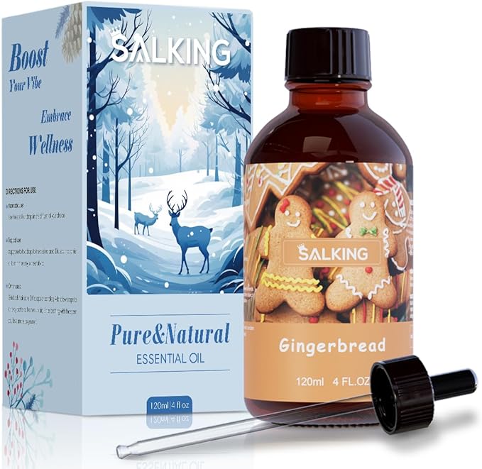 SALKING Gingerbread Fragrance Oil, 120ml (4 Fl Oz) Premium Essential Oils for Diffuser, Candle Scents for Candle Making, Soap Making Supplies, Diffuser Oil Scents, Gift for Her