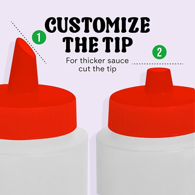 Norcalway 12 oz and 16 oz - 2 Pack | Condiment Squeeze Bottles – Plastic Squirt Bottles for Sauce, Ketchup, Dressing, Oil & More – Easy Pour, Refill & Clean – Kitchen Condiment Dispensers