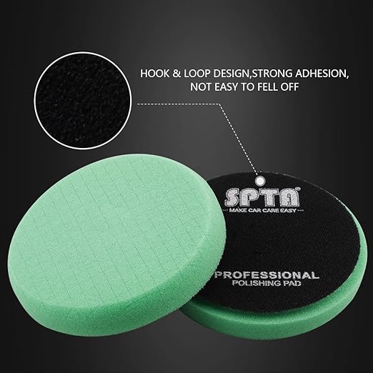 Green Heavy Cut Pad, Buffing Polishing Pads, SPTA 1Pc 6.5 Inch Face for 6 Inch 150mm Backing Plate Compound Buffing Sponge Pads for Car Buffer Polisher Compounding, Polishing and Waxing -FPTSS6G
