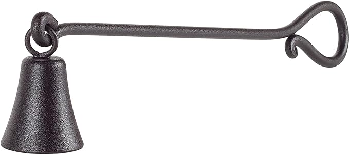 RTZEN Rustic Bell Candle Snuffer - Handcrafted Decorative Rustic Wrought Iron Candle Extinguisher Candlesnuffer with Long Handle - Unique Black Matte Farmhouse Decor Accessories Gift