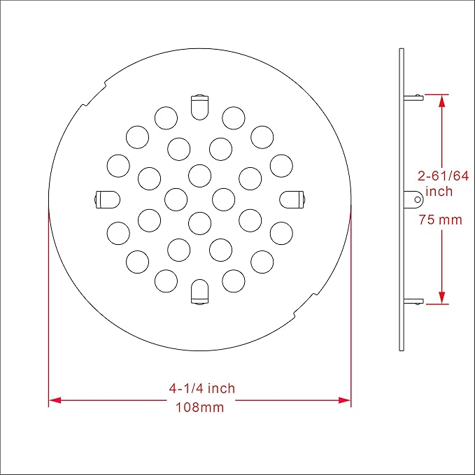 rrajj 4-1/4 (4.25) Inch(108mm) Round Snap-in Shower Floor Drain Cover Replacement Cover (Antique Brown)
