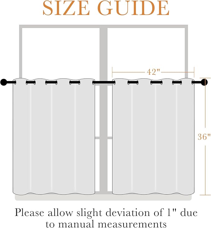 PONY DANCE Short Blackout Curtains for Kitchen, Black Out Thermal Insulated Window Drapes Grommet Room Darkening Half Window Curtains for Studio Dorm Loft(2 Panels, W 42 x L 36 inches, Silver Grey)