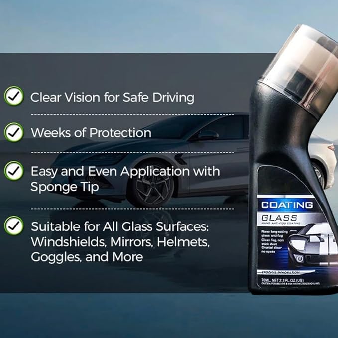 Micromolecular Anti-Fog Coating Wiper–Keeps Your Windshield Clear & Fog, Car Anti-Fog Agent with Applicator, Magic Gem Coating Glass, Anti Fog for Car Windshield,Windows,Mirrors,Glasses (2PCS)