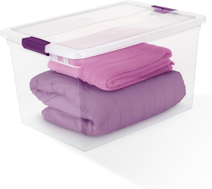 Sterilite 6 Pack 66 Quart ClearView Latch Box, Stackable Organizer Bins with Latching Lids - Clear Plastic Organization Containers for Closet, Bedroom, Shelving Units and Everyday Home Storage