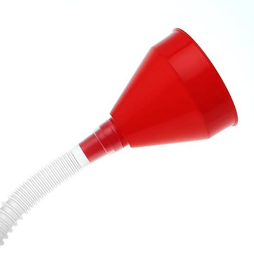 Small Flexible Fuel Funnel with Long Hose Plastic Wide Mouth Filling Funnel Car Funnel for Engine Oil Gas Fuel Gasoline Diesel Water Fluid Liquid Transmission Red Wide Diameter 3.15inch(1)