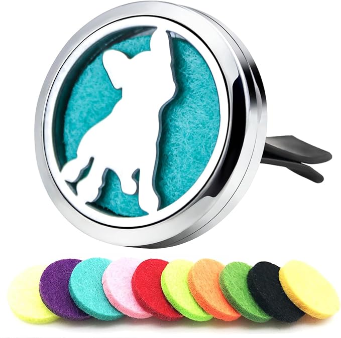 Dog Car Diffuser Vent Clips Essential Oil Car Diffuser Aromatherapy Vent Clip Air Freshener Car Accessories for Women Mother's Birthday with 10 Refill Pads