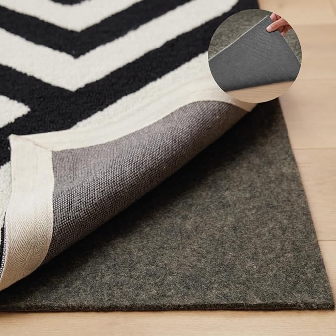 GORILLA GRIP Felt and Natural Rubber Stay in Place Slip Resistant Rug Pad, 1/8in Thick, 5x7 FT Protective Padding Under Area Rugs, Cushioned Gripper Pads, Carpet Runners, Hardwood Floors Protection