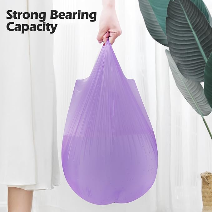 2-4 Gallon Portable Trash Bags,60 Counts Thicken portable Small Garbage Bags for Office, Kitchen,Bedroom Trash Can,Strong Trash Bags（Purple）