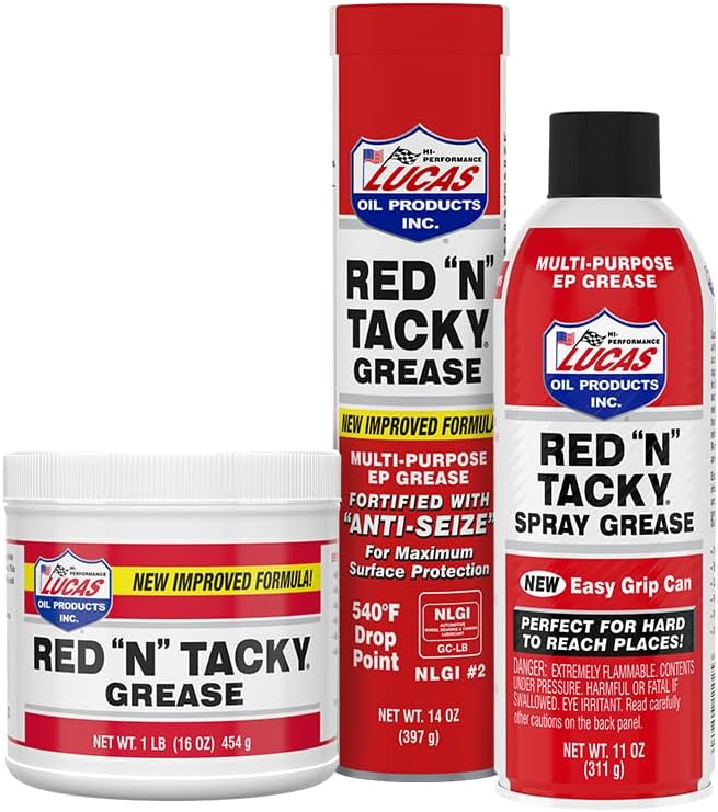 Lucas Oil 10005 Red N Tacky Grease - 14 Ounce Cartridge (Pack of 10)