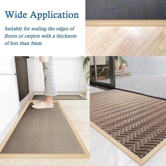 Floor Transition Strip Self Adhesive Carpet & Flooring Transitions Edging Trim Strip PVC Threshold Transitions Suitable for Threshold Height Less Than 5mm (20Ft, Wood Grain Beige-New)