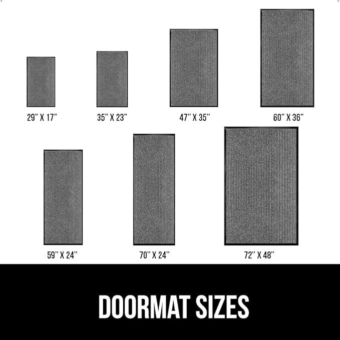 GORILLA GRIP Traffic Guard Door Mat, 60x36, Heavy Duty Welcome Mats, Commercial Office Space Doormat, Waterproof, Fade Resistant, Strong Rubber Backing, Low Profile, Shoe and Boot Scraper, Light Gray