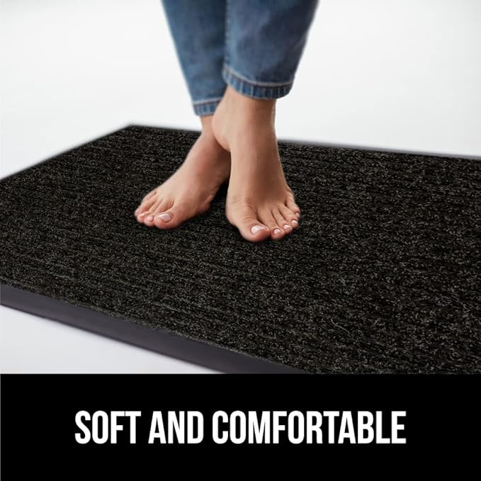GORILLA GRIP Traffic Guard Door Mat, 59x24, Heavy Duty Welcome Mats, Commercial Office Space Doormat, Waterproof, Fade Resistant, Strong Rubber Backing, Low Profile, Shoe and Boot Scraper, Jet Black