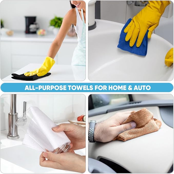 AIDEA Microfiber Cleaning Cloth Roll, Shop Towels 55 Sheets Washable, Microfiber Towels for Cars, Shop Rags Reusable Paper Towel for Automotive, House, Kitchen, Cleaning Supplies 11×9", Dark Blue