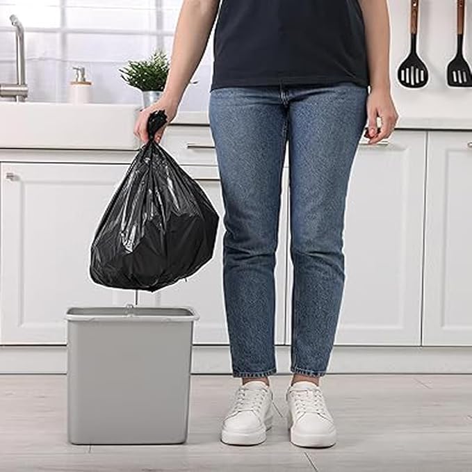 2-4 Gallon Trash Bags, 400 Count Black Garbage bags, Small Trash Can Bin Liners for Bathroom, Office, Industrial, Commercial, Janitorial, Municipal, Recycling