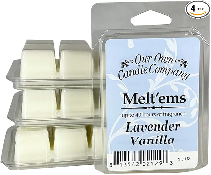 Our Own Candle Company Premium Wax Melt, Lavender Vanilla Scent, 6 Cubes, 2.4 oz (4 Pack)