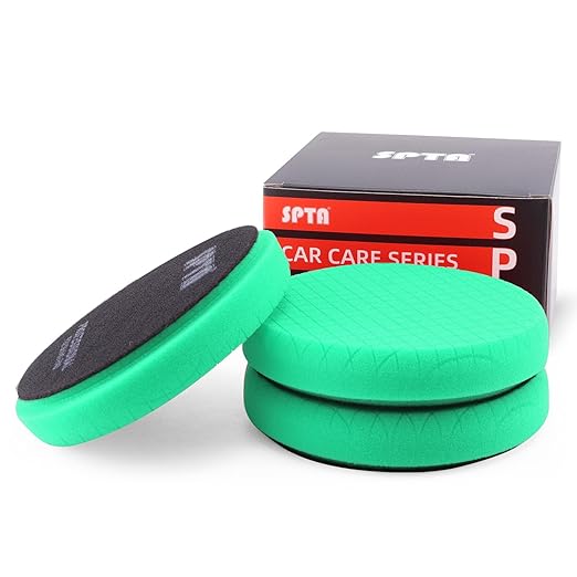 Green Heavy Cut Pad, 3Pc 5 Inch Buffing Polishing Pads for 125mm Backing Plate Compound Buffing Sponge for Car Buffer Polisher Compounding, Polishing and Waxing
