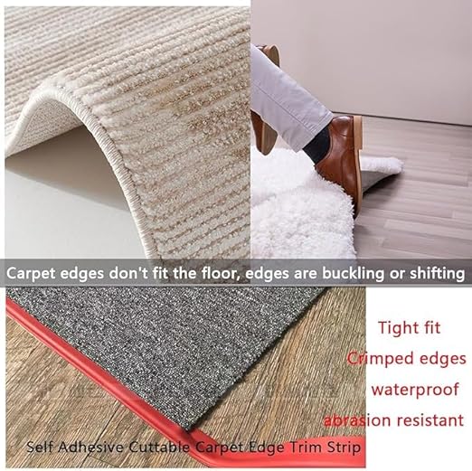 Self Adhesive Carpet Transition Strip with Edge Trim, Designed for Seamless Transitions from Carpet to Tile or Vinyl Floors, Perfect for Doorways.(Brown,10ft)