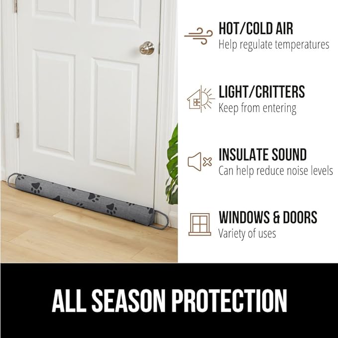 GORILLA GRIP Door Draft Stopper for Bottom of Doors, Weather Stripping Seal Blocks Hot Air, Noise, Bugs, Keeps Cold AC in, Sound Proofing Easy Install Gap Filler, Home Essentials, 38 Inch, Paws