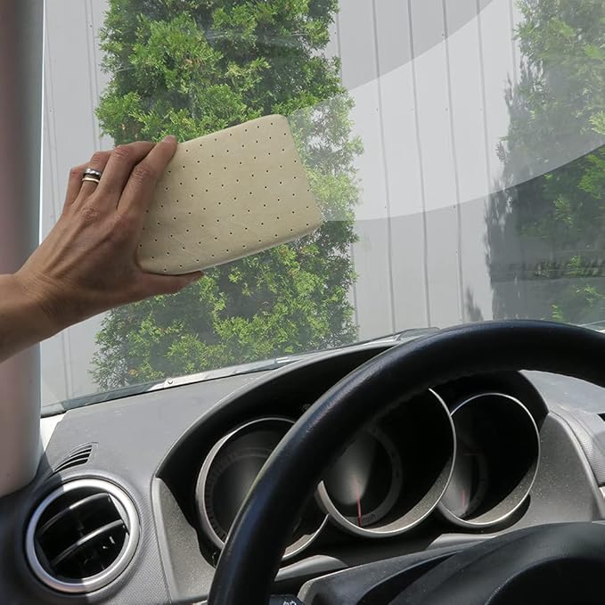 Evelots Car Windshield Cleaner Chamois, 2 Pack, Window Glass Defogger Sponge, Beige