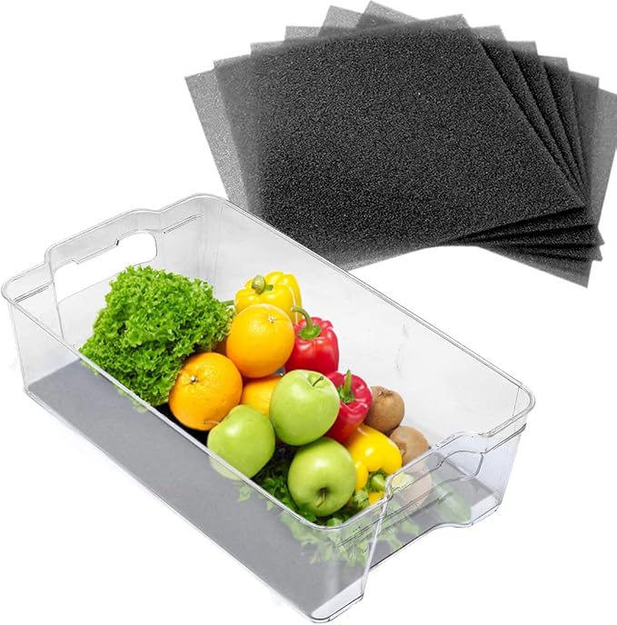 Dualplex® Fruit & Veggie Life Extender Liner for Fridge Refrigerator Drawers, 12x15 Inches (4 Pack) – Extends The Life of Your Produce & Prevents Spoilage (Black)