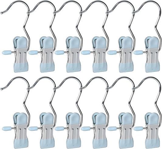 15/30/50Pcs Upgrade Double Head Clamp Dipped Clothespin for Laundry Hooks with Clips, Boot Holder, Hanging Clips, Portable Multifunctional Hangers Single Clip Space Saving for Jeans, Hats (50, Blue)